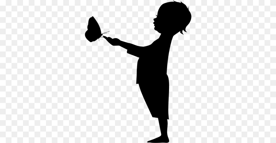 Child Holding Butterfly, Gray Png Image