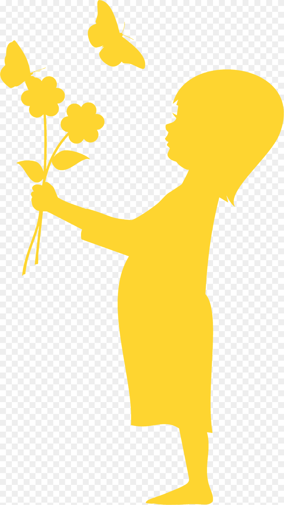 Child Holding Flowers Silhouette, Art, Graphics, Person, Flower Free Png Download
