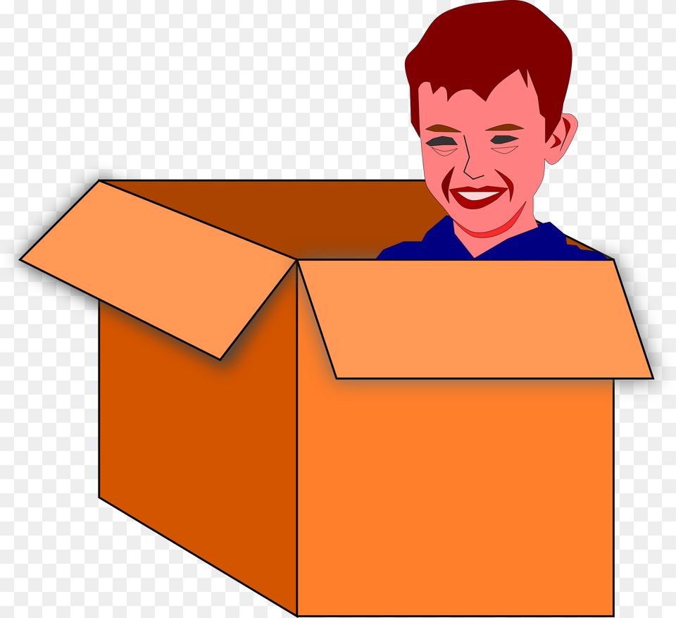 Child In A Box Vector Clipart Image, Cardboard, Carton, Person, Package Delivery Free Transparent Png