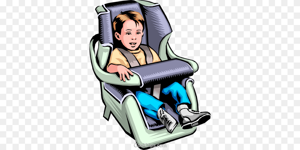 Child In A Car Seat Royalty Vector Clip Art Illustration, Furniture, Chair, Baby, Person Png Image