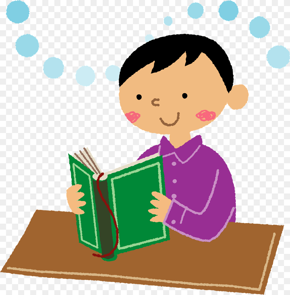 Child Is Reading A Book Clipart, Person, Baby, Face, Head Png