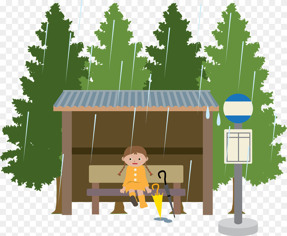 Child Is Waiting, Architecture, Outdoors, Shelter, Bus Stop Png Image