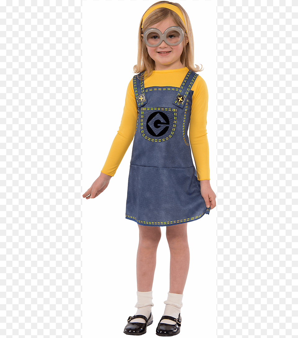 Child Minion Dress Costume 13 Party City Minion Costume Girl, Clothing, Person, Female, Long Sleeve Free Transparent Png