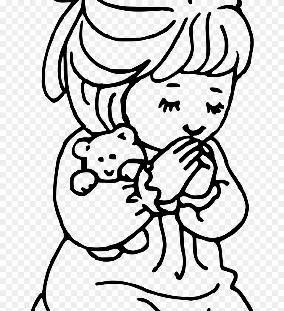 Child Praying Drawing Coloring, Gray Free Transparent Png