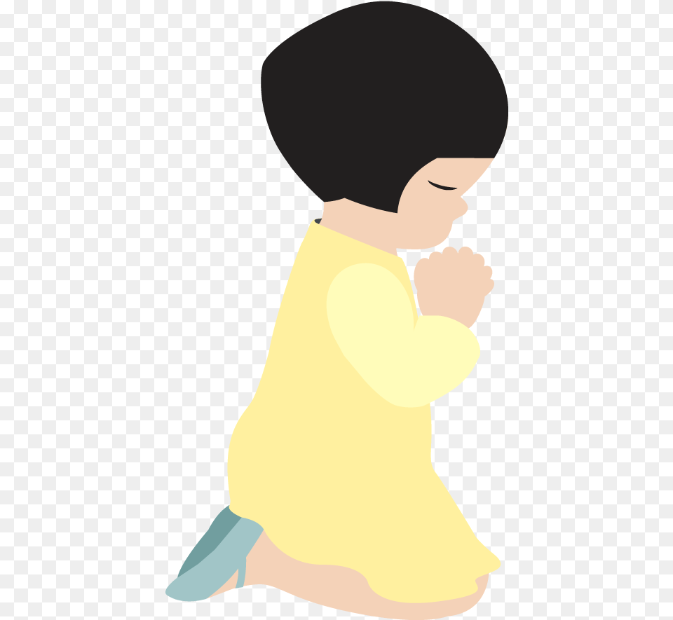 Child Praying Pray Hand Cartoon, Kneeling, Person, Baby, Prayer Png Image
