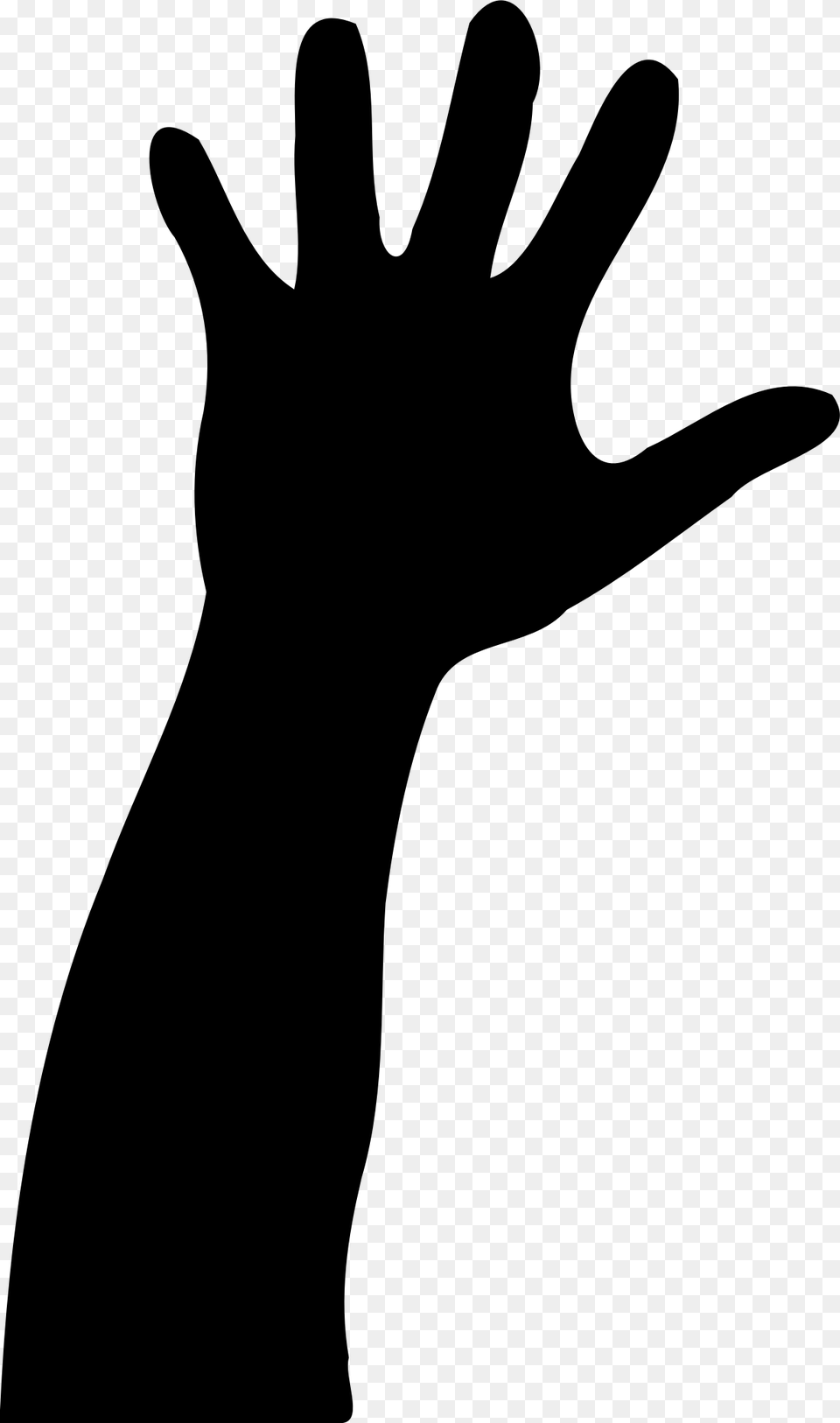 Child Raised Hand Clipart Silhouette Raised Hand, Gray Png Image