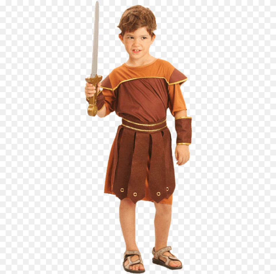 Child Roman Soldier Tunic Roman Soldier Costume Child, Weapon, Clothing, Sword, Person Free Transparent Png