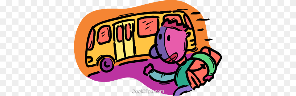 Child Running For Bus Royalty Vector Clip Art Illustration, Transportation, Vehicle, School Bus, Bus Stop Free Png Download
