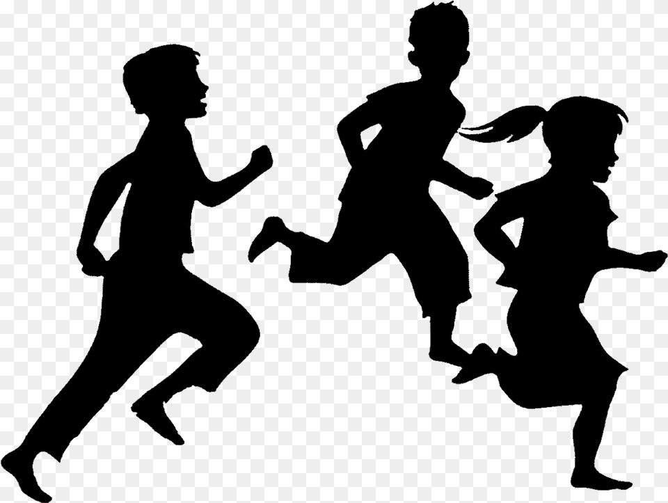 Child Silhouette Running Clip Art Children Playing Silhouette, Person, Face, Head Png Image