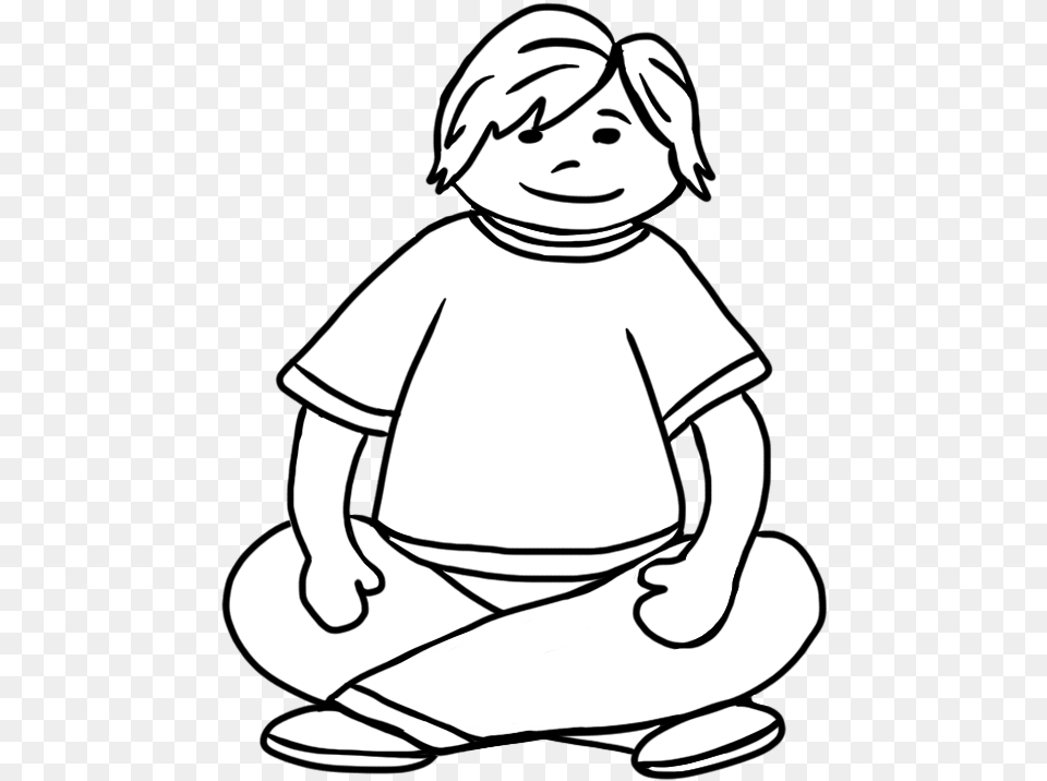 Child Sitting Quietly Sit Black And White Clipart, Baby, Kneeling, Person, Face Free Png