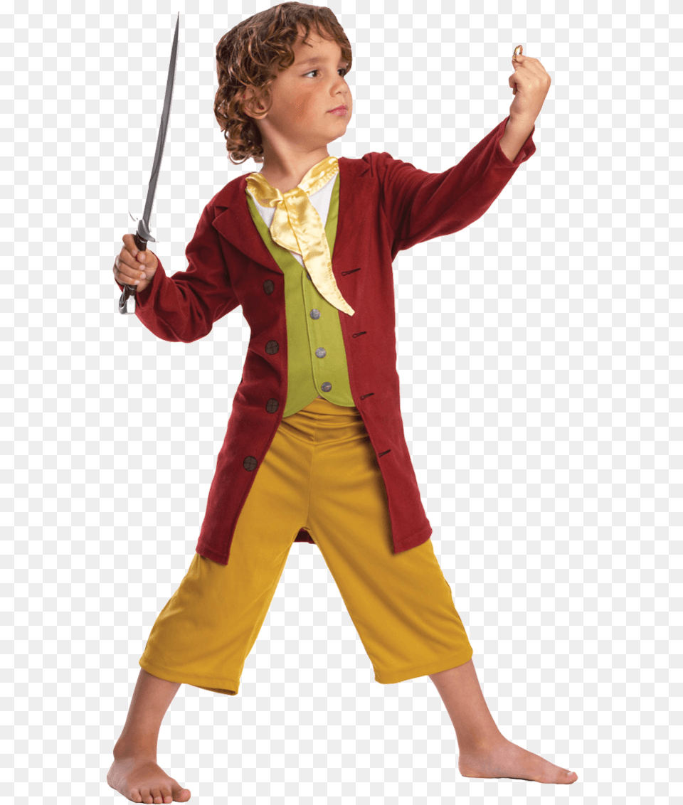 Child The Hobbit Bilbo Baggins Costume Easy World Book Day Easy Book Character Costumes, Weapon, Sword, Clothing, Suit Png Image