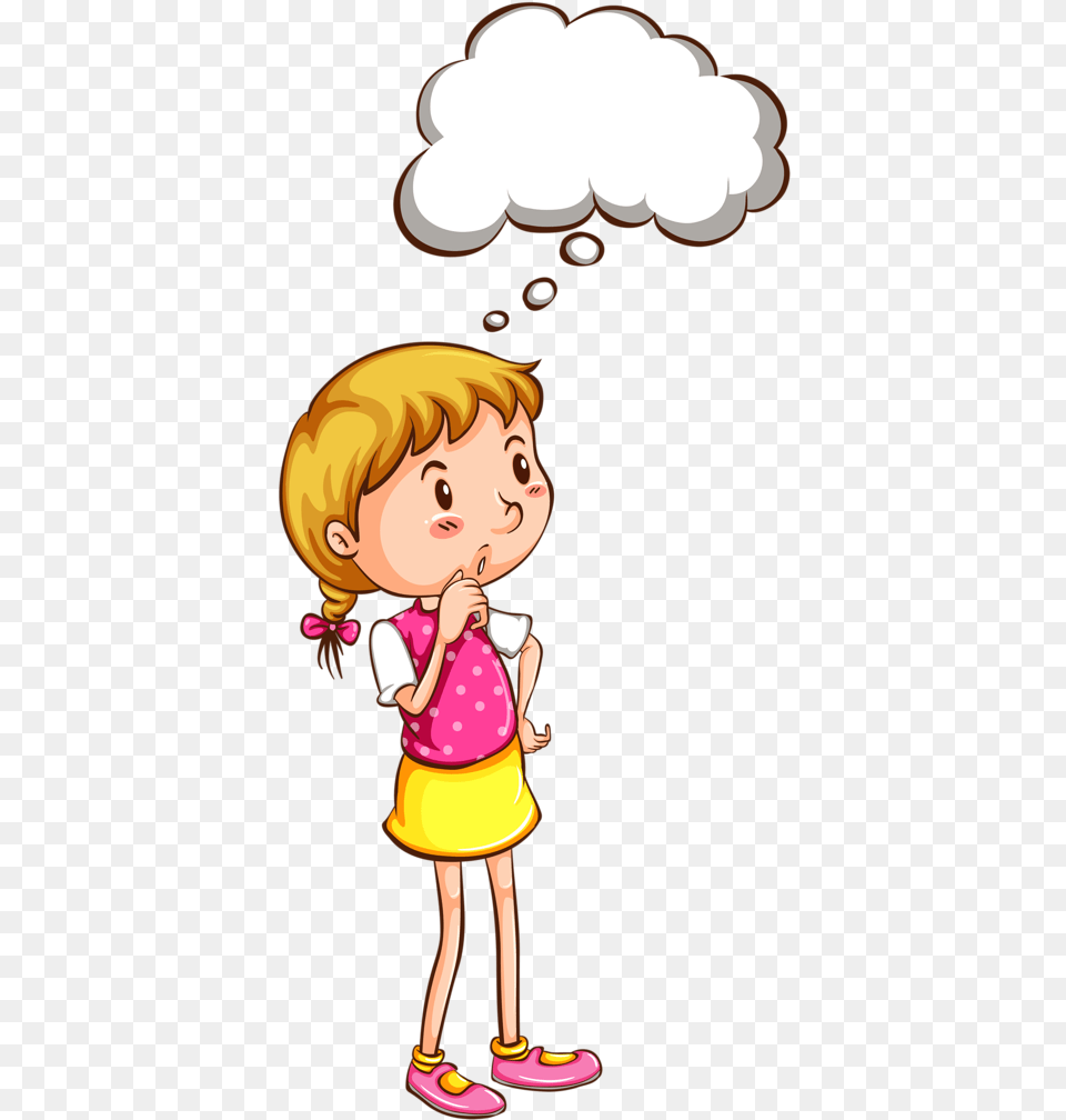 Child Thinking Clipart, Book, Publication, Comics, Girl Free Png Download