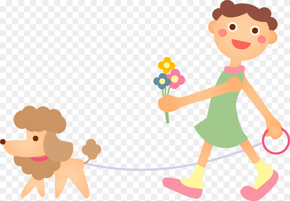 Child Walking Their Pet Poodle Clipart, Baby, Person, Toy, Face Free Png Download