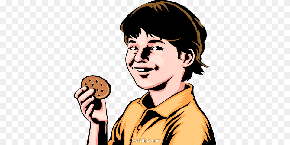 Child With A Cookie Royalty Vector Clip Art Illustration, Adult, Person, Man, Male Png