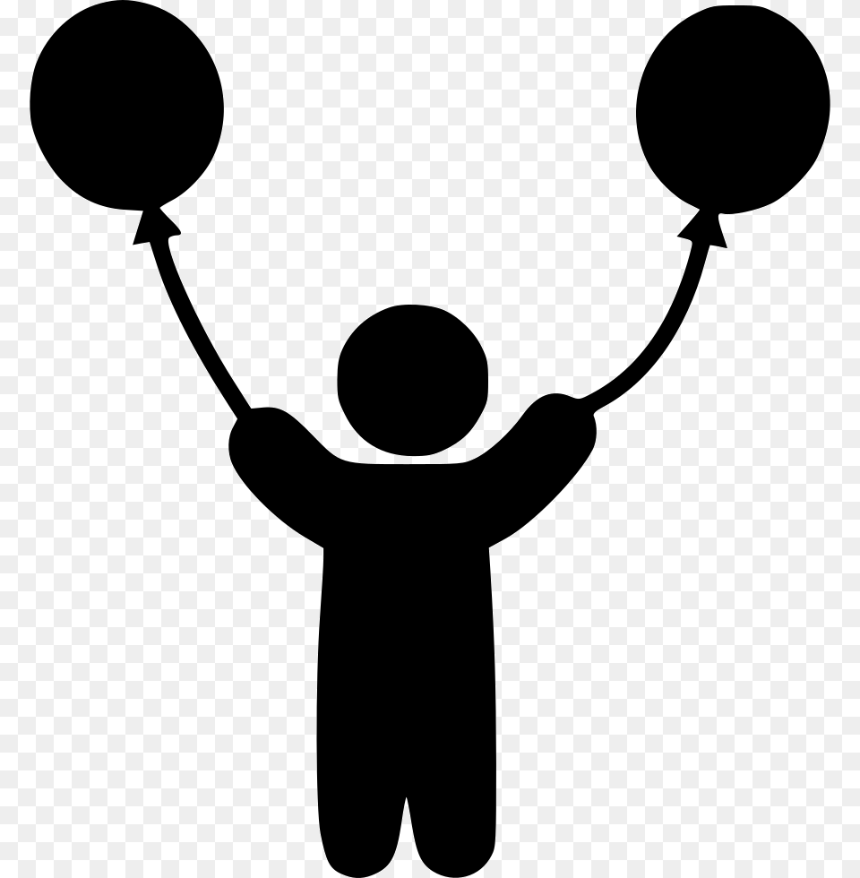 Child With Balloons Svg Icon Download Child, Silhouette, Stencil, Smoke Pipe, Balloon Png