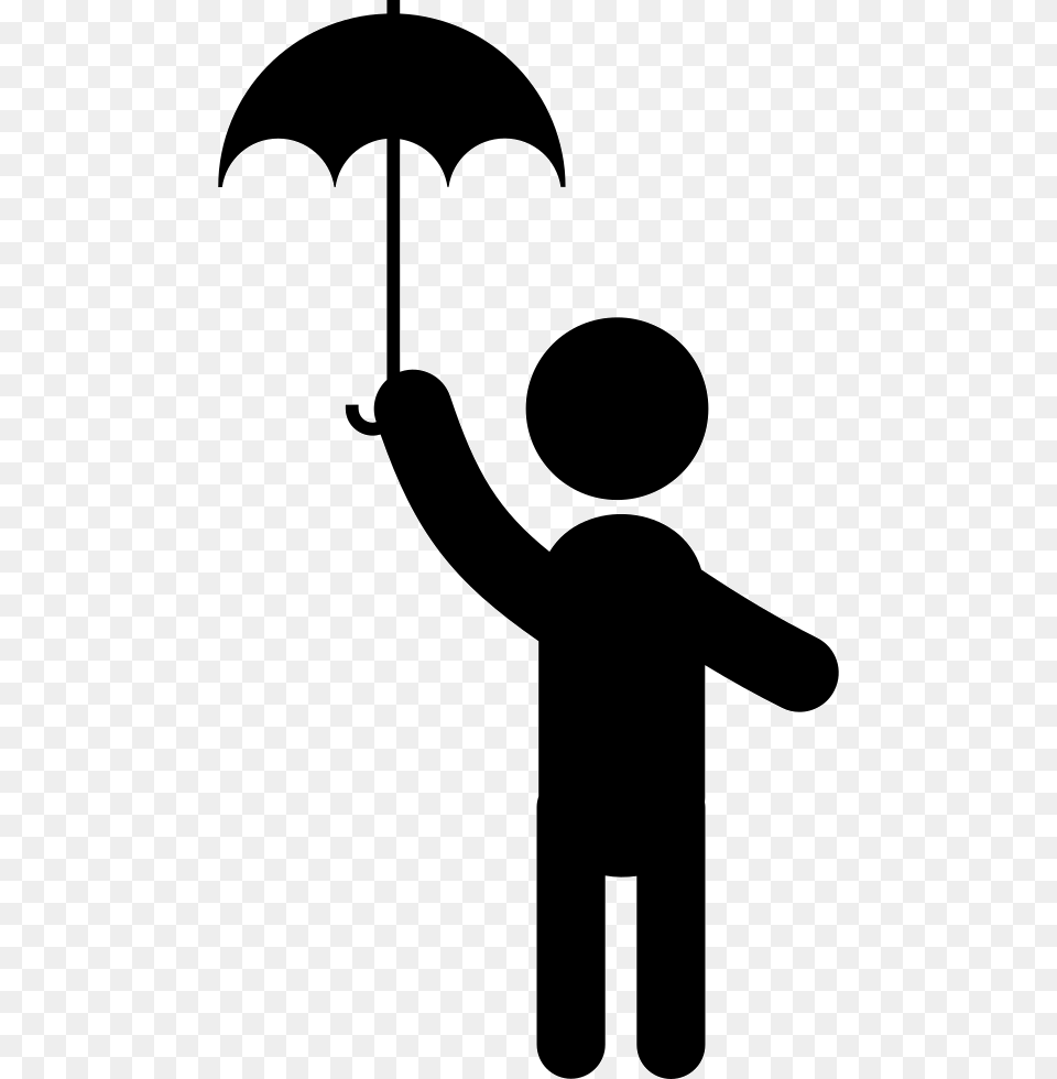 Child With Umbrella, Silhouette, Stencil, People, Person Png