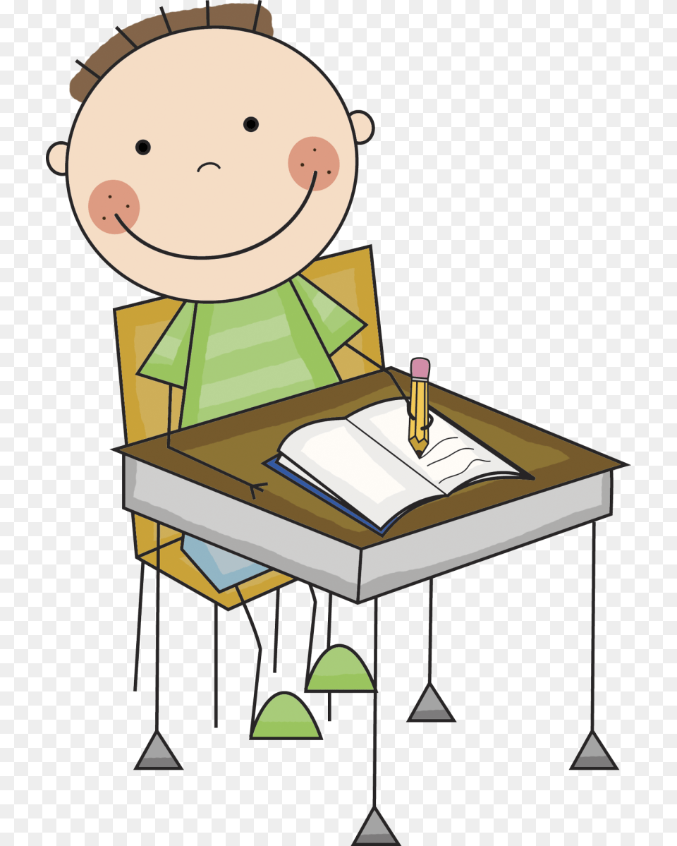 Child Writing At Desk Clipart Student Working Clipart, Furniture, Table Png Image