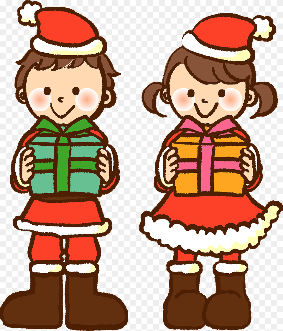 Children Are Holding Christmas Gifts Clipart, Clothing, Lifejacket, Vest, Baby Png Image