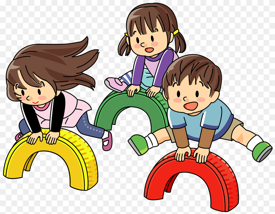 Children Are Playing Leap Frog With Tires, Baby, Person, Face, Head Free Transparent Png