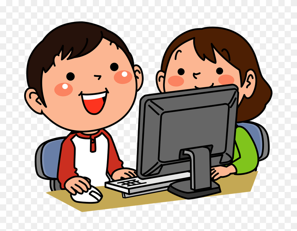 Children Are Playing On The Computer Clipart, Electronics, Pc, Baby, Person Free Png
