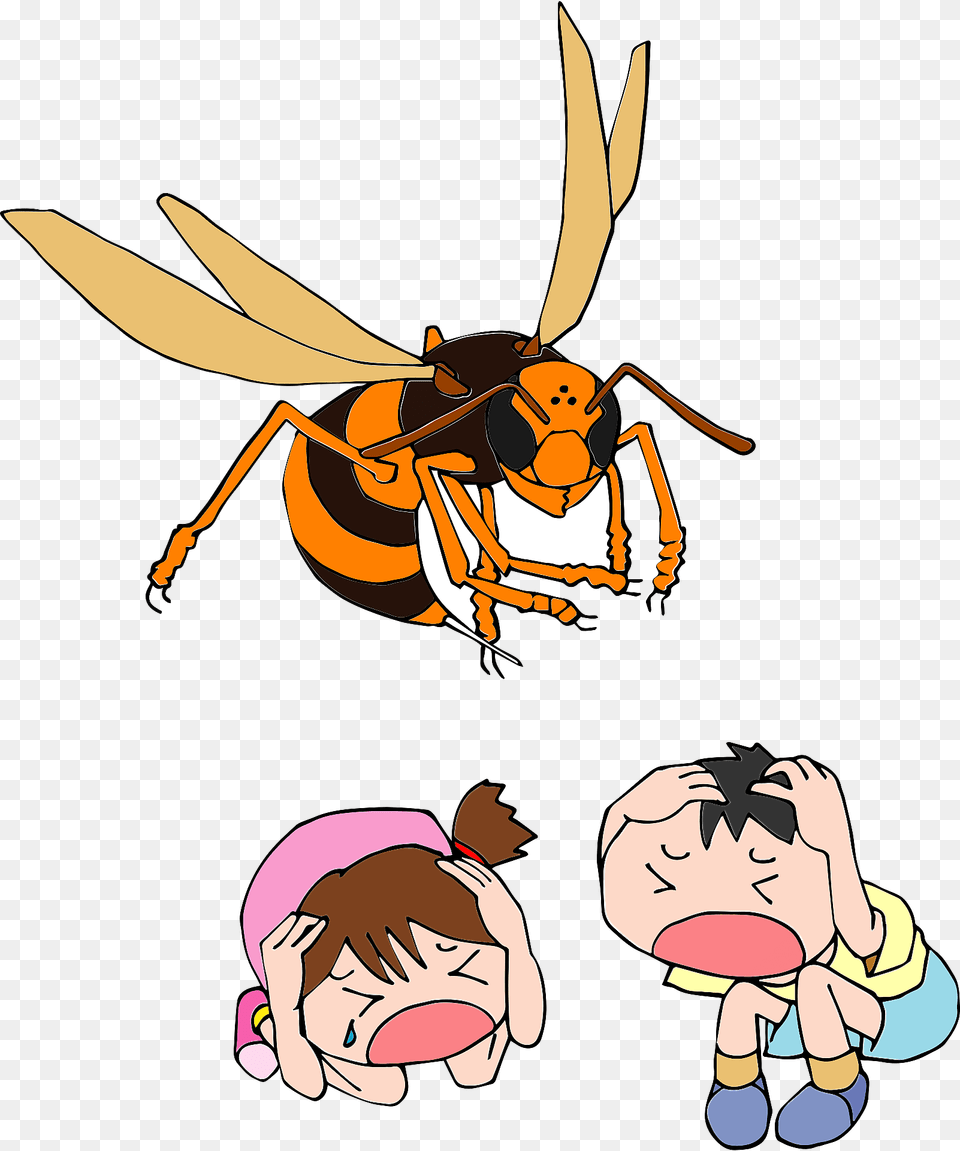Children Are Scared Of A Wasp Clipart, Animal, Invertebrate, Insect, Bee Png