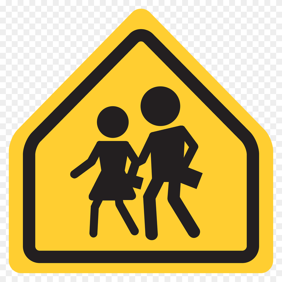 Children Crossing Emoji Clipart, Sign, Symbol, Road Sign, Person Png