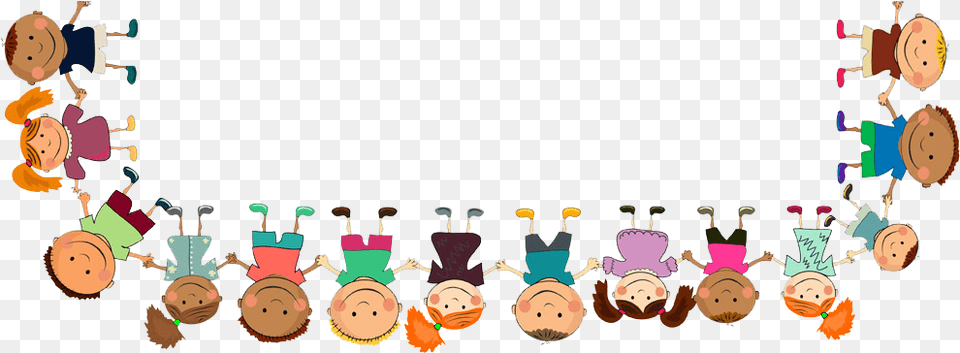 Children Holding Hands Bottom Border Happy Kids, People, Person, Face, Head Png Image