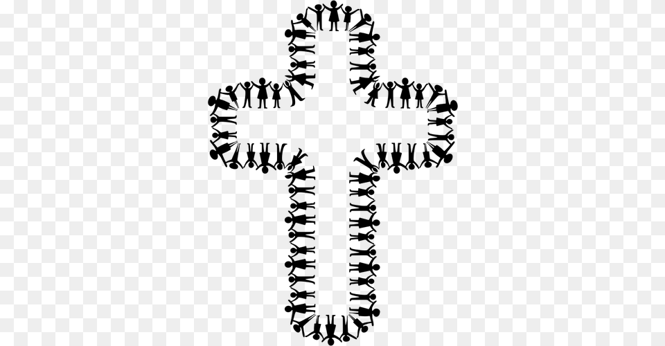 Children In Cross Cross Clip Art Black And White, Gray Png Image