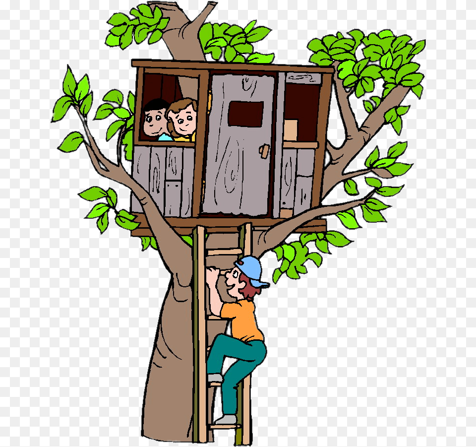 Children In Treehouse Tree House Clipart, Architecture, Housing, Building, Person Png