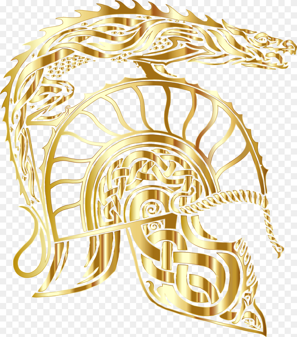 Children Of Hurin Dragon Helm Gold No Background Clip Children Of Hurin Transparent, Emblem, Symbol, Bronze Png Image