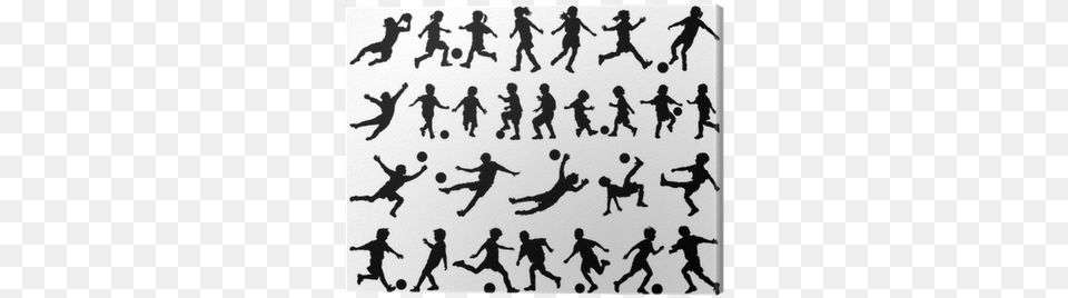 Children Playing Soccer Vector Silhouettes Canvas Print Silhouette, Person, People, Adult, Man Png Image