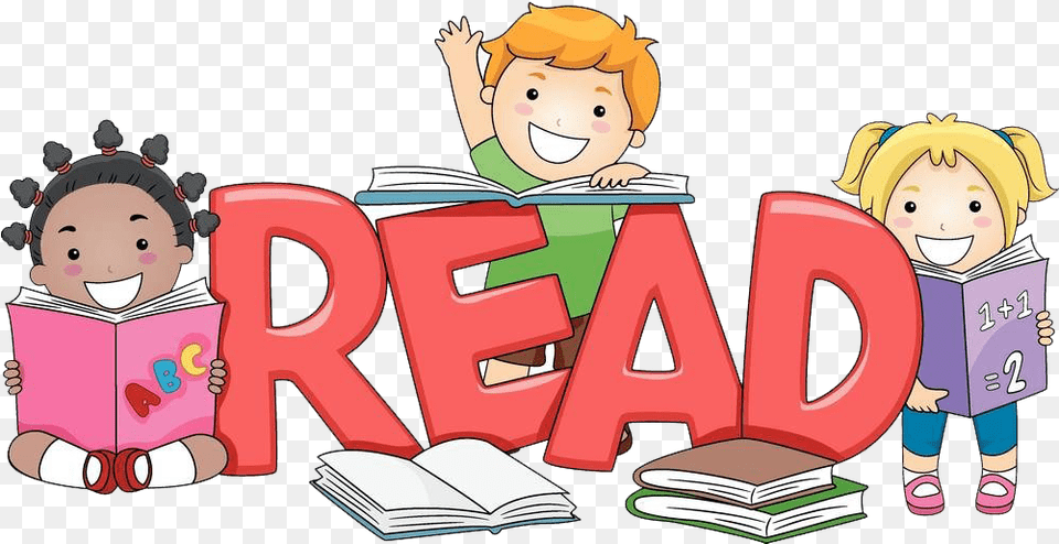 Children Reading A Book Clipart Clipart Child Clipart Child Reading A Book, Comics, Person, Publication, Baby Free Transparent Png