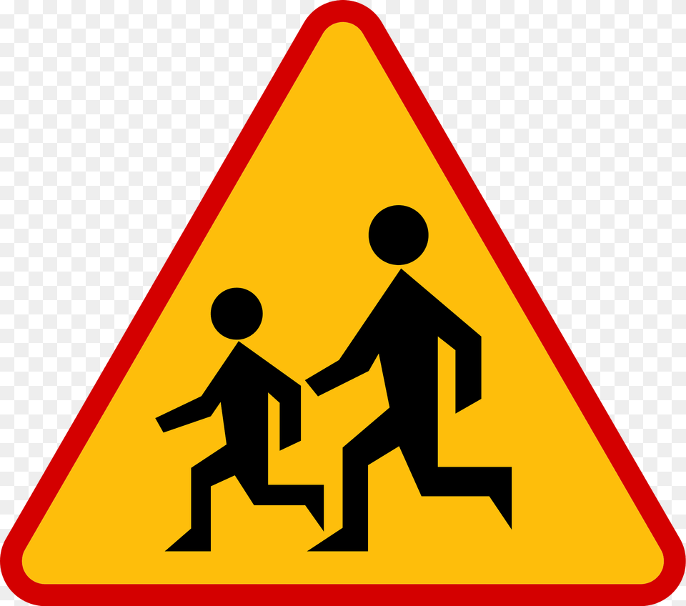Children Sign In Poland Clipart, Symbol, Road Sign, Boy, Child Free Png