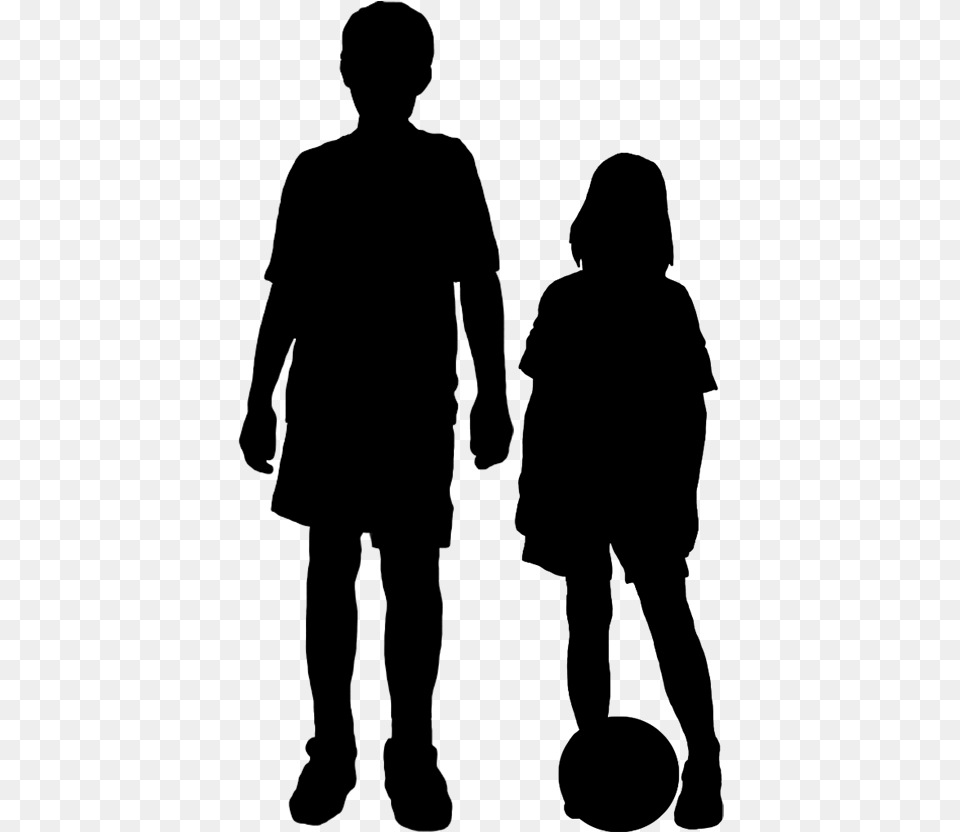 Children Silhouette, Gray Free Png Download