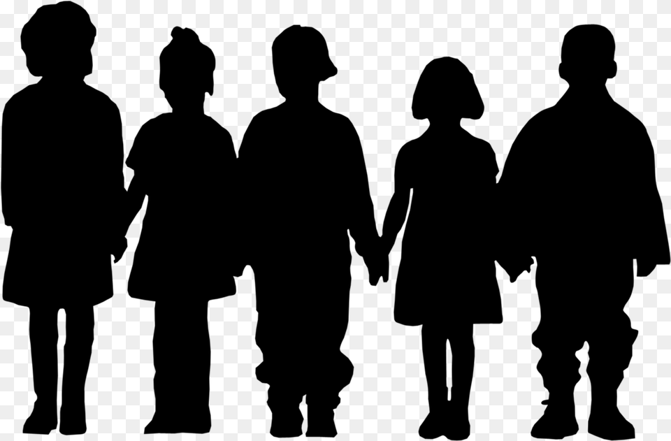 Children Silhouette, Gray Free Png