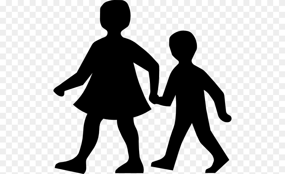 Children Walking Silhoutte Large Size, Silhouette, Boy, Child, Male Free Transparent Png