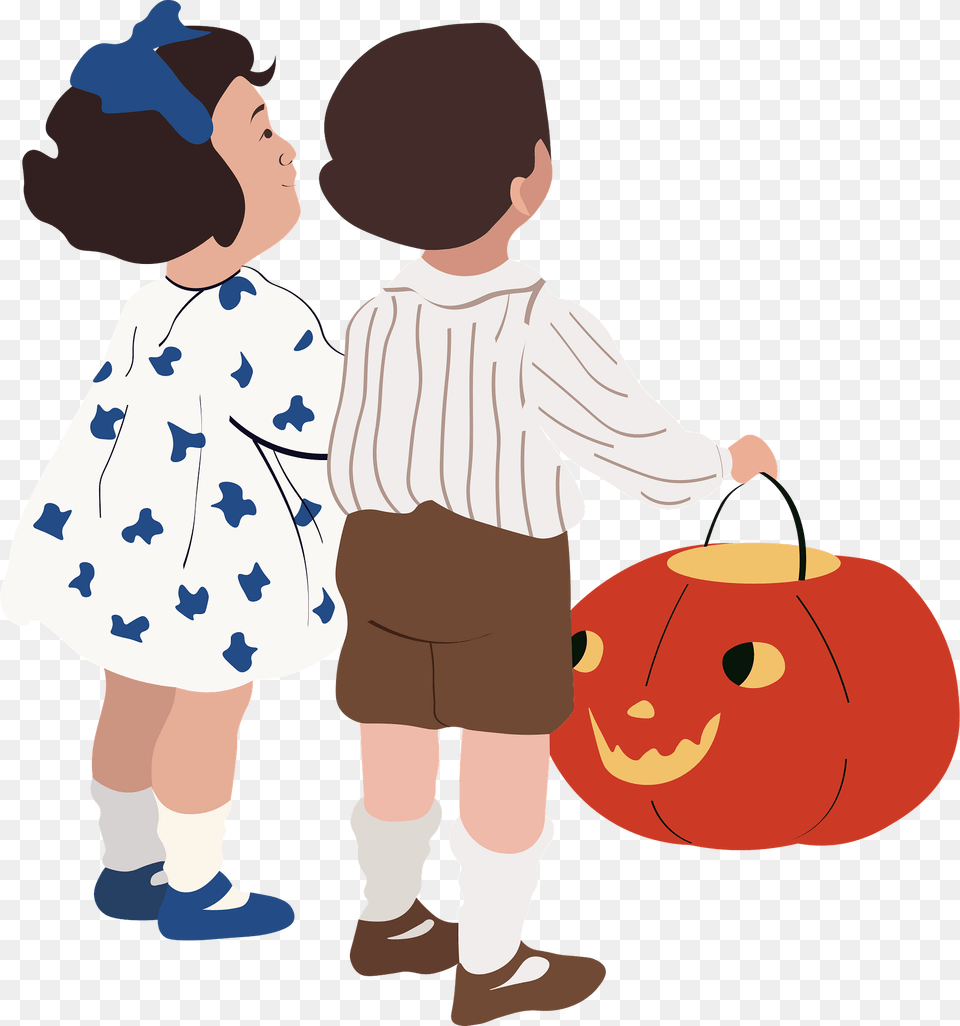 Children With Pumpkin Clipart, Boy, Child, Person, Male Png