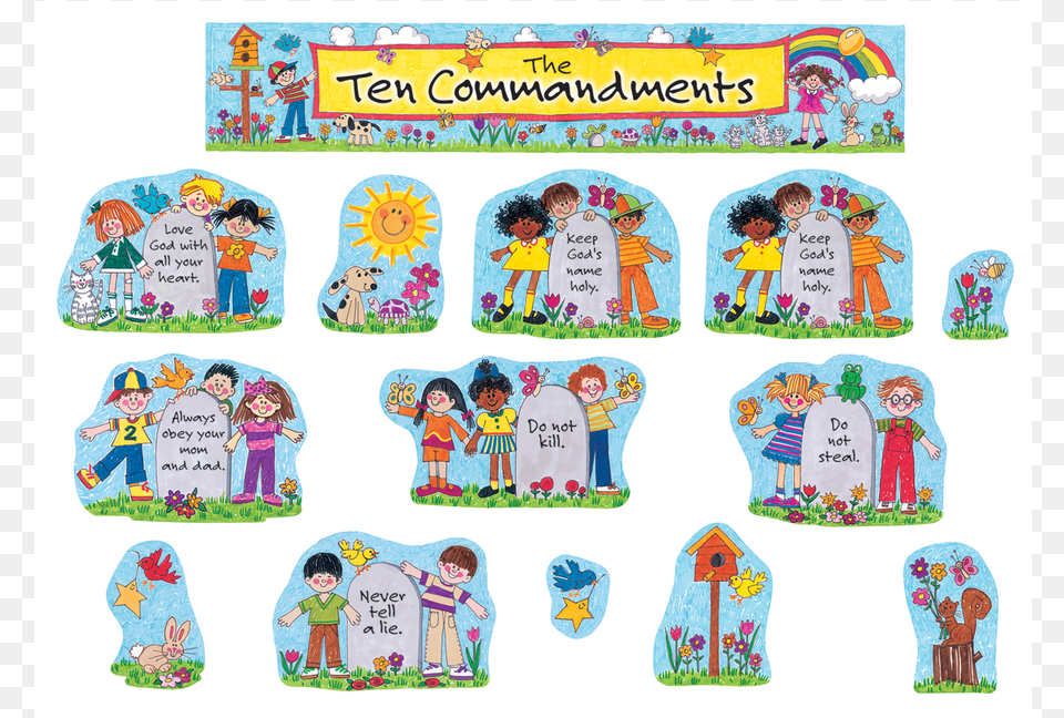Children39s Ten Commandments Bulletin Board 10 Commandments For Kids, Book, Comics, Publication, Clothing Free Png Download