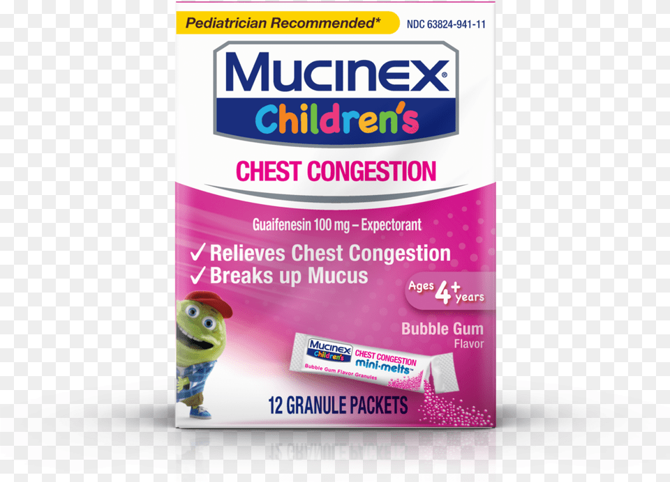 Childrens Mucinex Chest Congestion Mini Melts Bubblegum Analgesic, Advertisement, Poster, Person, Bandage Free Transparent Png