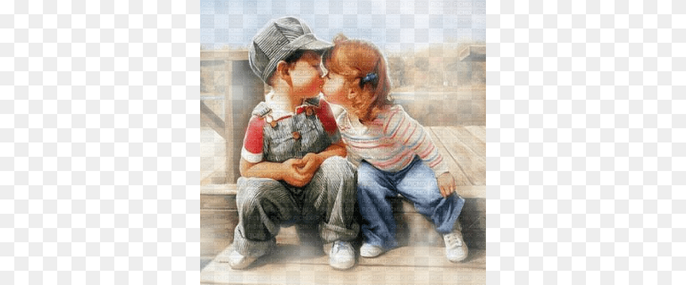 Childs Love Cute Kiss Romantic Baby Couple, Clothing, Kissing, Person, Pants Free Png Download