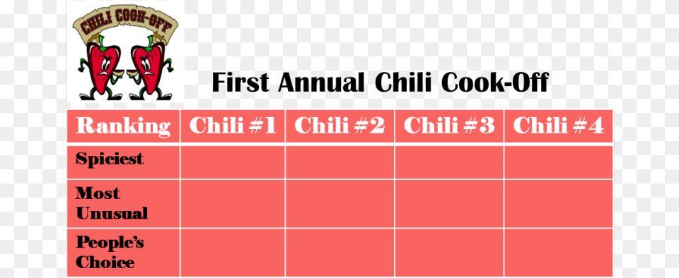 Chili Cook Off Voting Sheet, Text Free Png