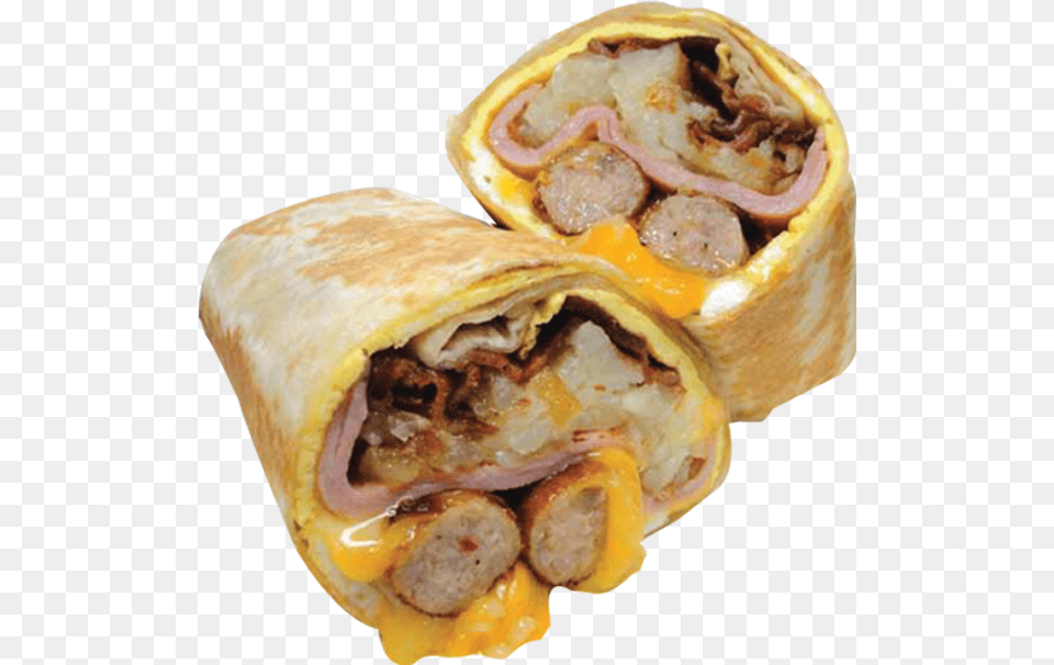 Chili Fries Sm Sausage Bacon And Egg Wrap, Burger, Food, Burrito, Sandwich Wrap Free Png Download
