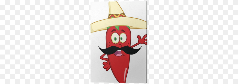 Chili Pepper With Mexican Hat And Mustache Waving For Chili Peppers Cartoon, Clothing, Baby, Person Png Image