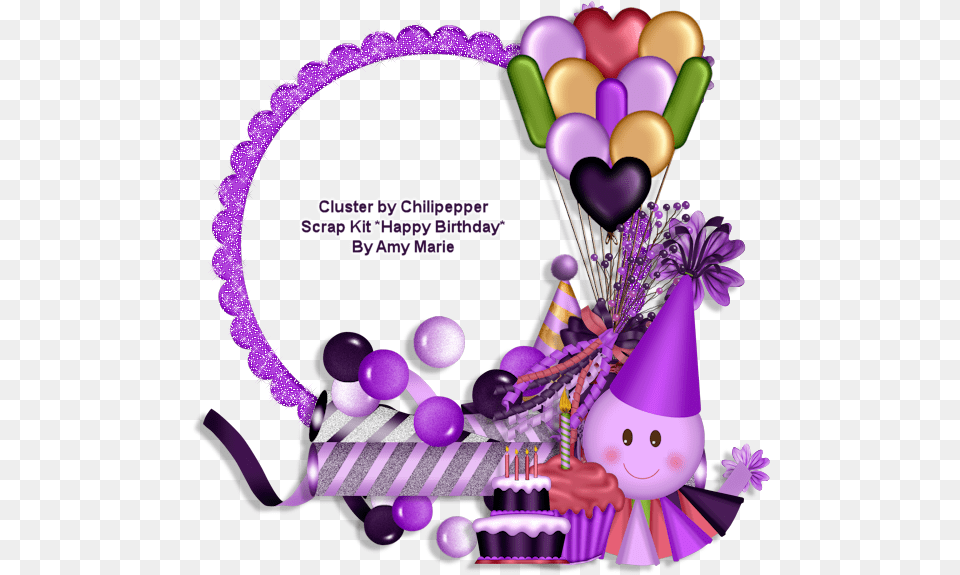 Chilipepper Spiced Ftu Cluster And Tag Happy Birthday 2 Nd Birthday Photo Frame, Purple, Person, People, Hat Png