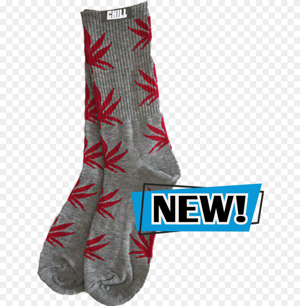 Chill Vibes Grey Red Leaf Socks Sock, Clothing, Hosiery Free Png