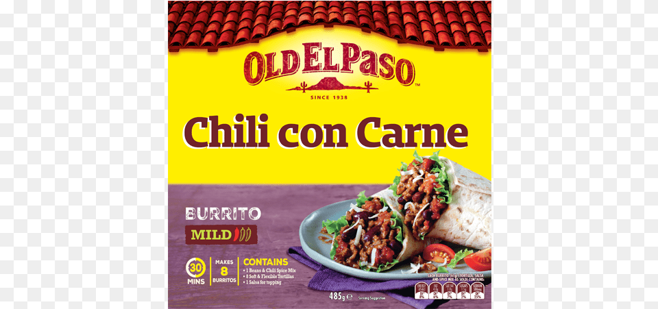 Chilli Con Carne Burrito Kit Enchiladas Old El Paso Kit, Advertisement, Poster, Food, Sandwich Png