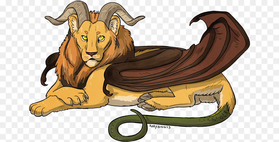 Chimera Lion With Goat Horns, Animal, Mammal, Wildlife, Face Png Image