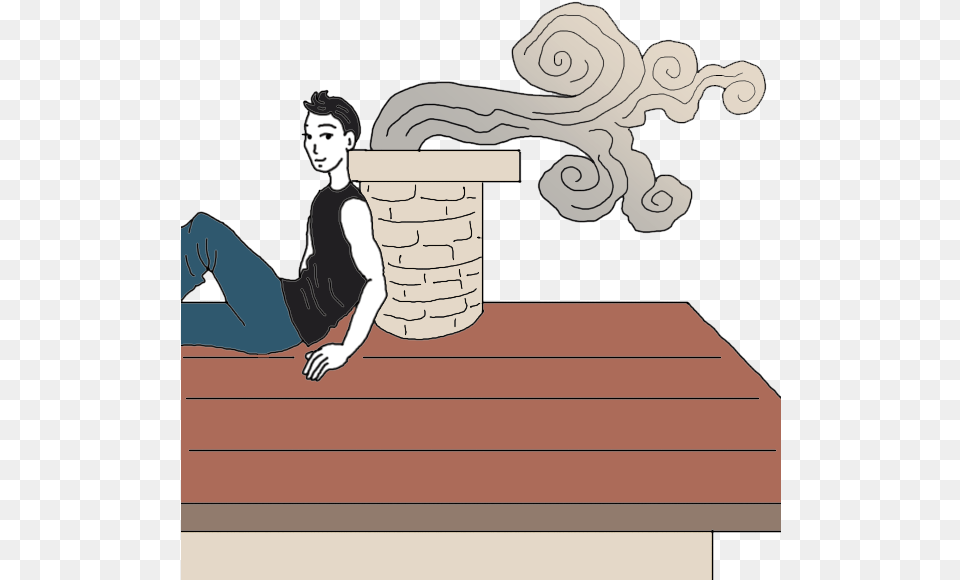 Chimney Rooftop Sitting Night Painting, Adult, Woman, Person, Female Free Transparent Png