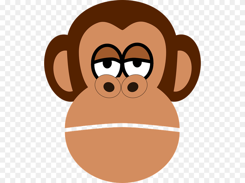 Chimpanzee Ape Face Monkey Cartoon Face, Animal, Mammal, Wildlife, Baby Png Image