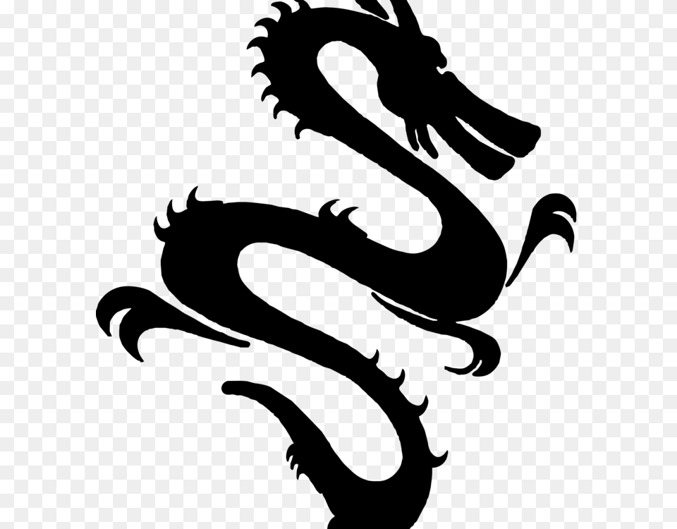 China Chinese Dragon Black And White Line Art, Gray Free Png